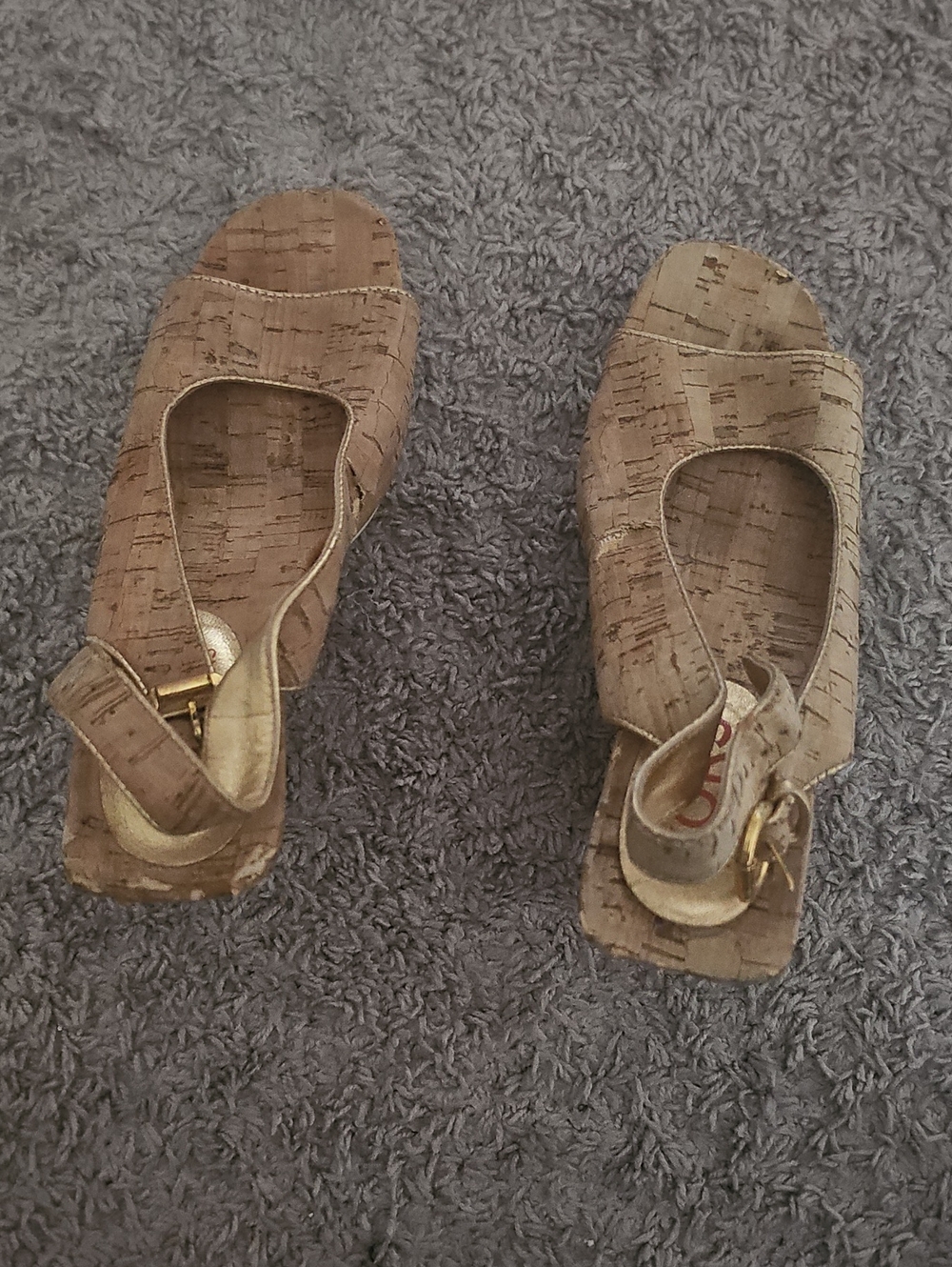 Michael Kors Cork-Textured Slingback Mules in Tan with Gold Accent
